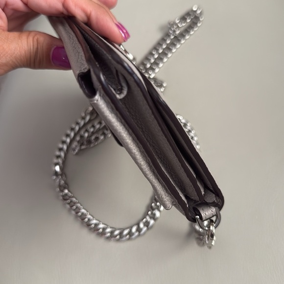 Michael Kors Gray Pebbled Leather Crossbody Wallet On Chain - Picture 9 of 11